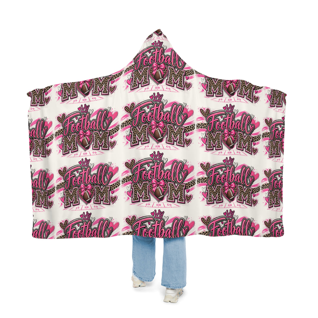 Football Mom Hooded Blanket – Pink Leopard 'Football Mom' Snuggle Throw