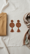 Cocoa brown woven straw earrings