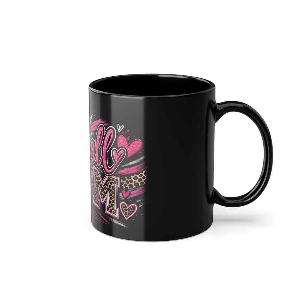 Football Mom Coffee Mug — Black 11oz (Pink Cheer Graphic)