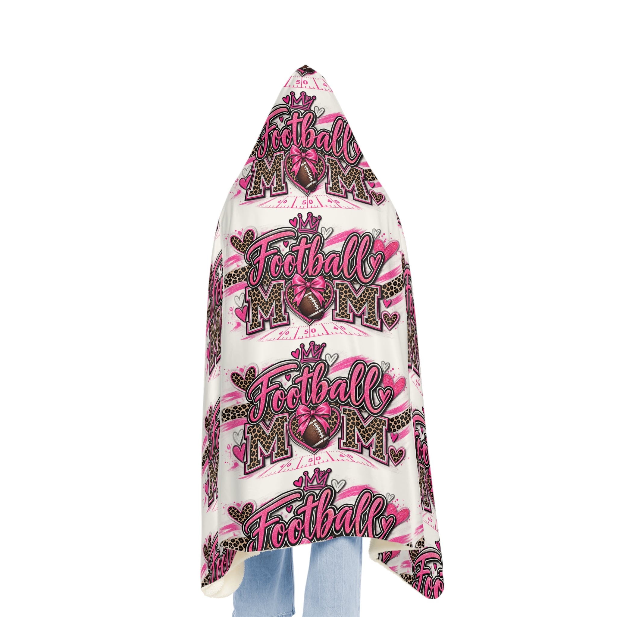 Football Mom Hooded Blanket – Pink Leopard 'Football Mom' Snuggle Throw