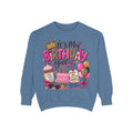 Birthday Sweatshirt — "It's My Birthday Y'all" Pink Cake & Balloons Crewneck
